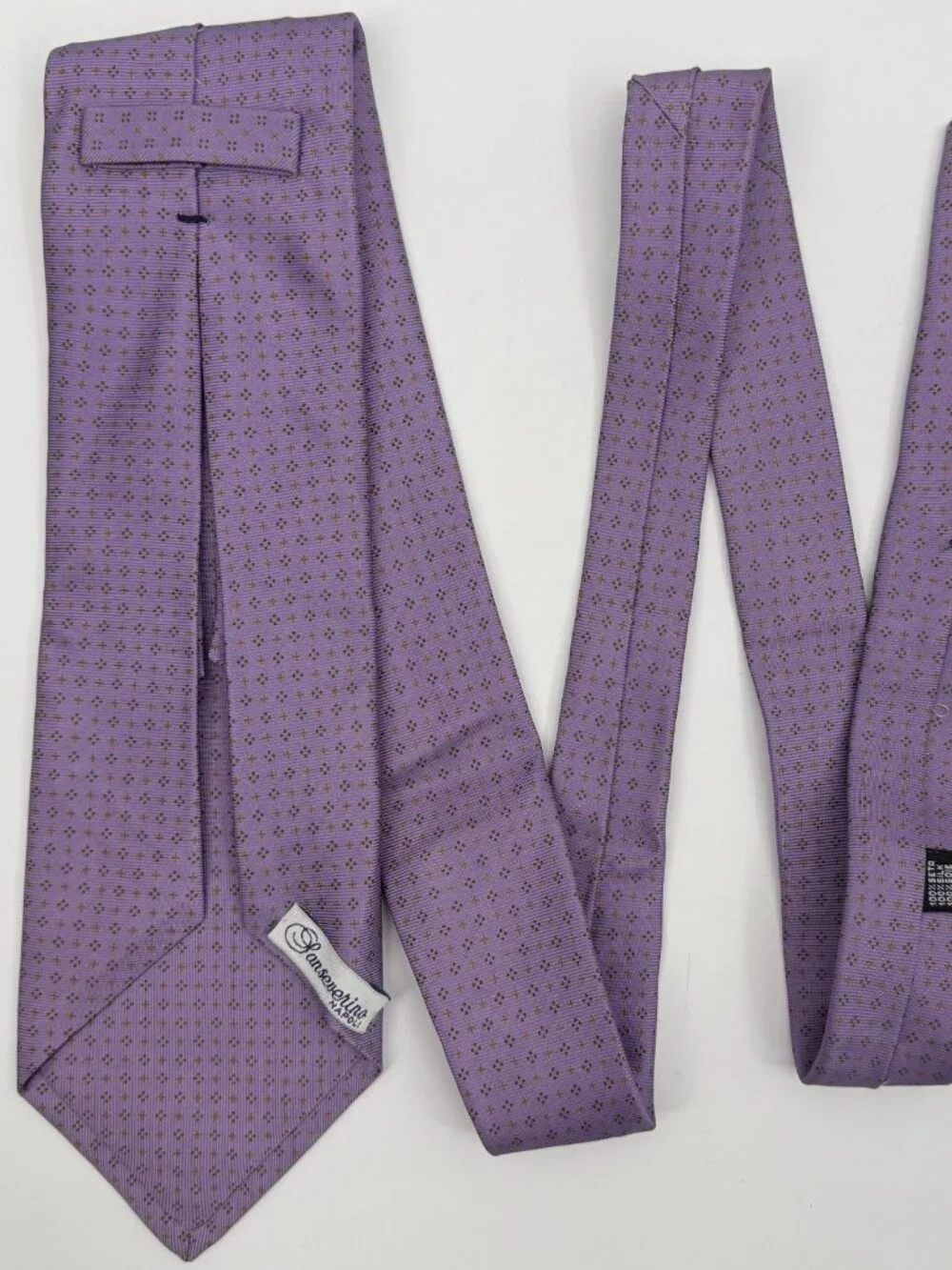 Sanseverino Napoli Purple Lilac Seven-Fold Hand Made Italy Silk Tie 60